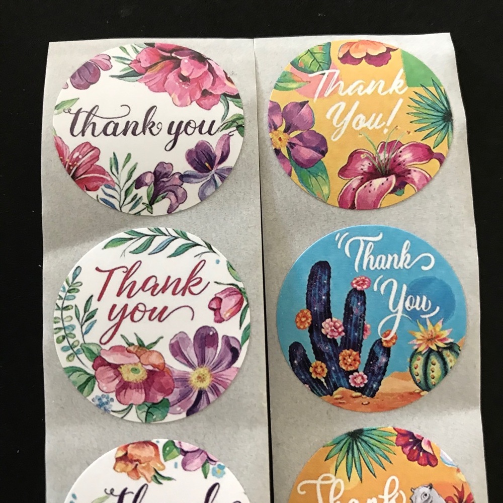 200 thank you stickers 1” round 8 designs - Picture 7 of 7